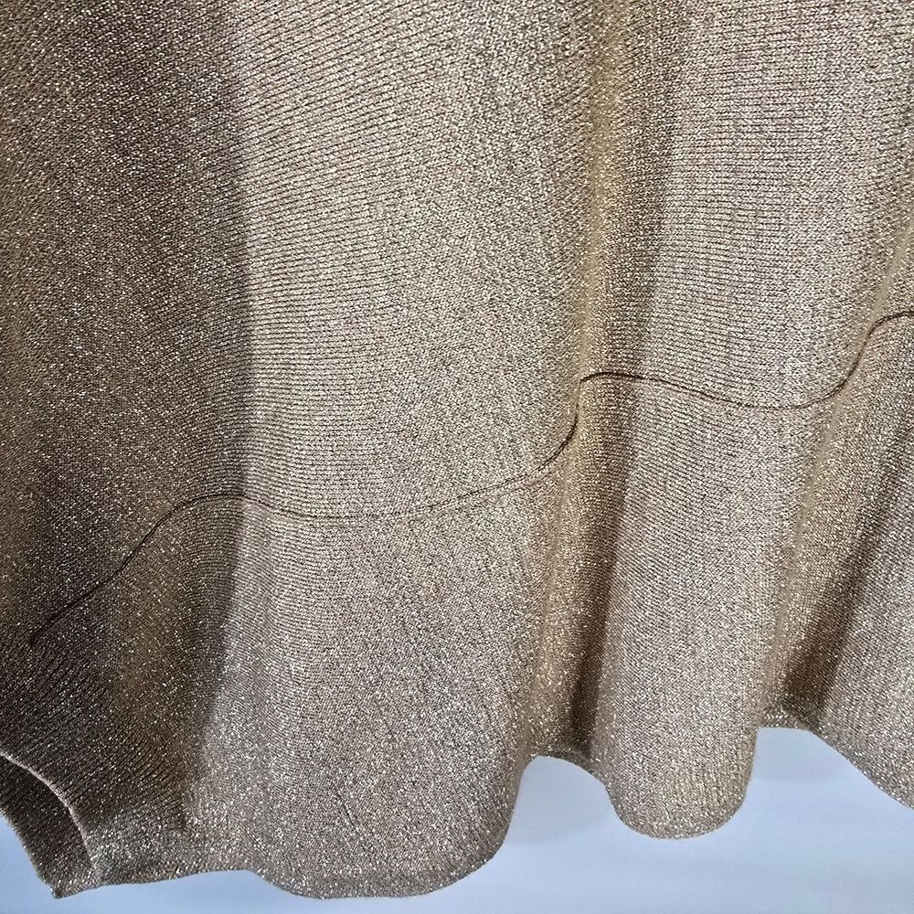 Cable & Gauge Taupe Metallic Cowl Neck Sweater Size S - Picture 4 of 11